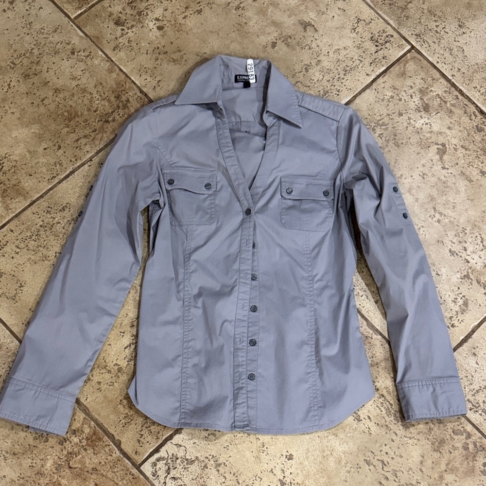Express Gray Button Down Shirt